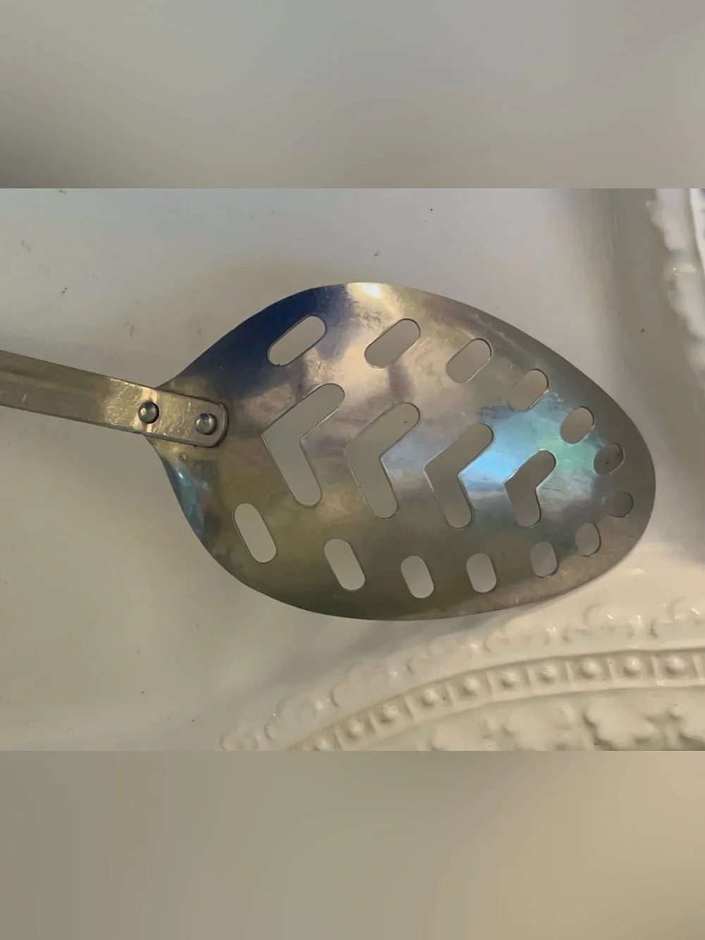 Vintage slotted Spoon with Wooden Handle